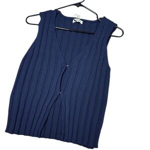 NWT Rumored prince street top navy blue ribbed cable knit vest size medium